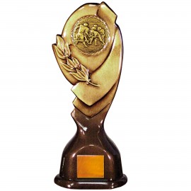 Customized Stock Classic 12" Trophy with a 2" Football Coin with Engraving Plate