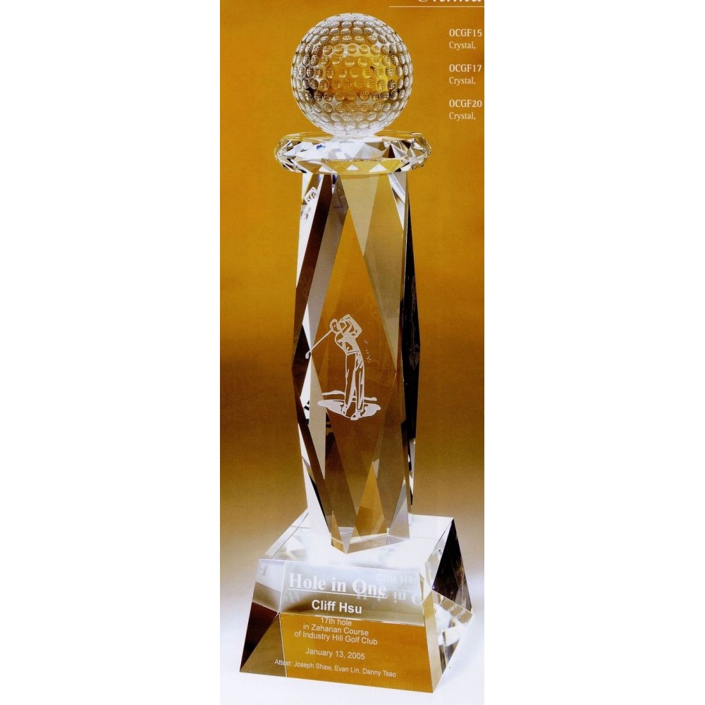 Medium Ultimate Golf Crystal Trophy Custom Imprinted