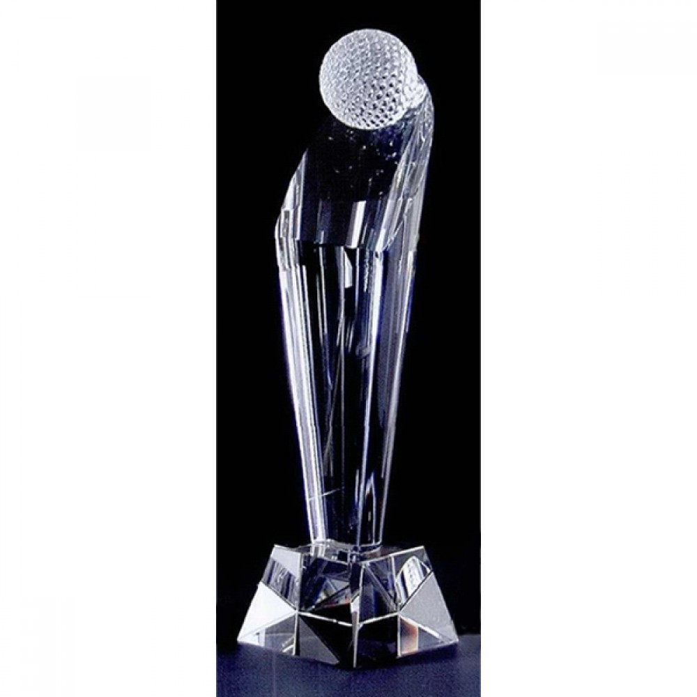 Pinnacle Crystal Golf Award Trophy (9" x 3 1/8") Custom Imprinted