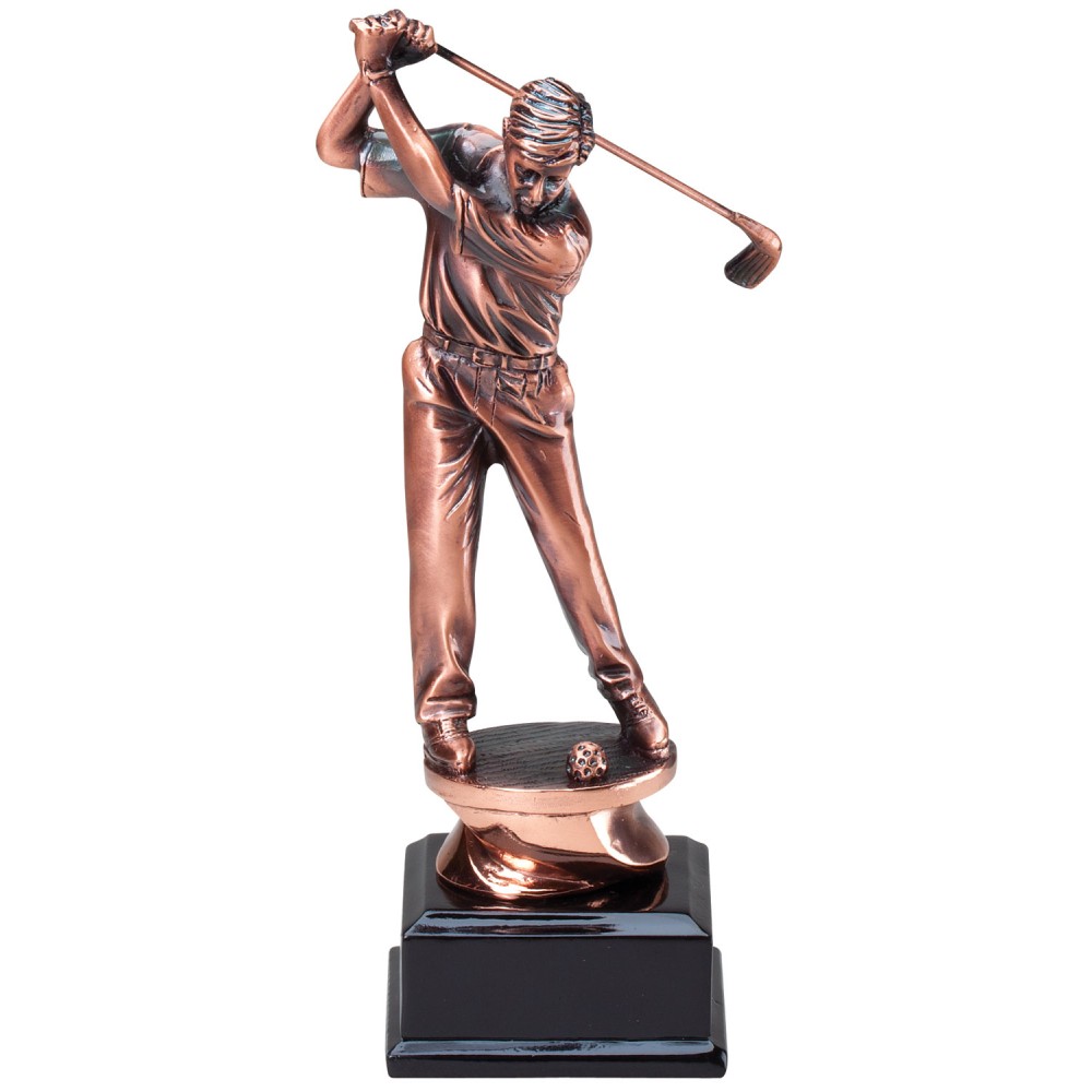 Antique Bronze Golfer Resin - Driver, Male Custom Branded Antique Bronze Golfer Resin - Driver, Male Custom Branded