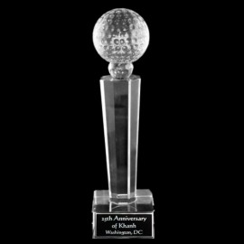 Logo Branded Crystal Engraved Award - 7" small - Tuscany Golf Ball