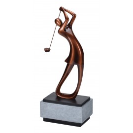 Customized 16" Bronze Modern Female Golf Resin Award