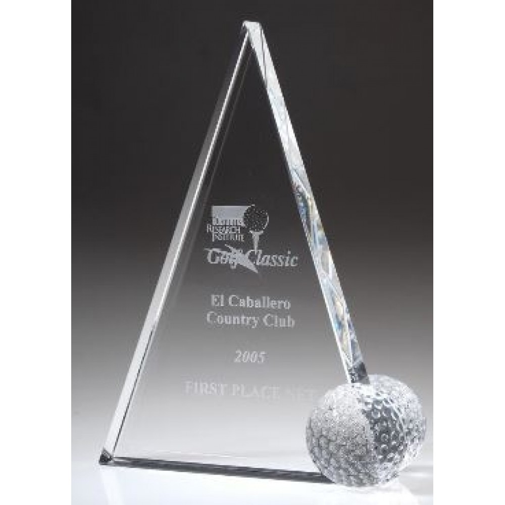Large Optical Crystal Peak Golf Trophy Logo Printed