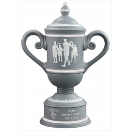 Logo Branded Men's Vintage Ceramic Golf Cup Trophy - Grey / Bone
