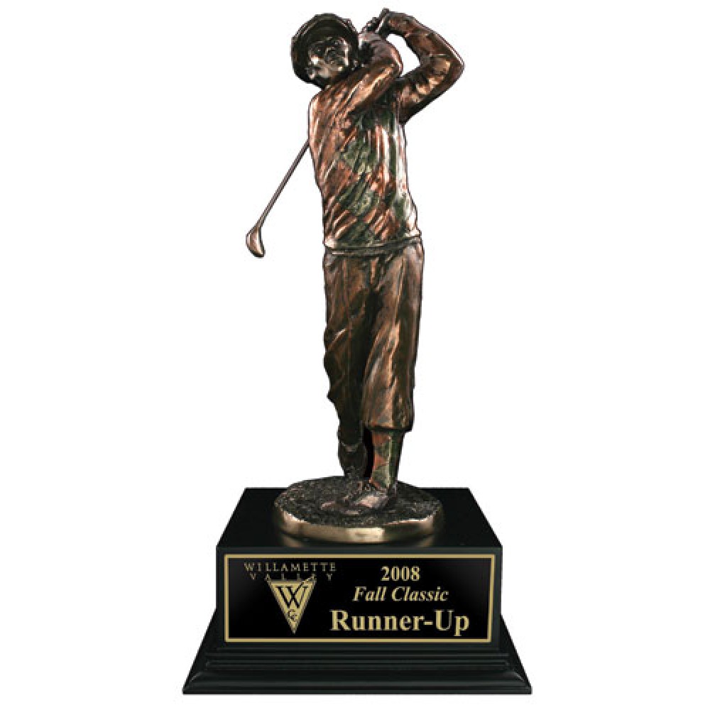 Logo Branded Joe Mead Collection Bronze Vintage Golfer Trophy