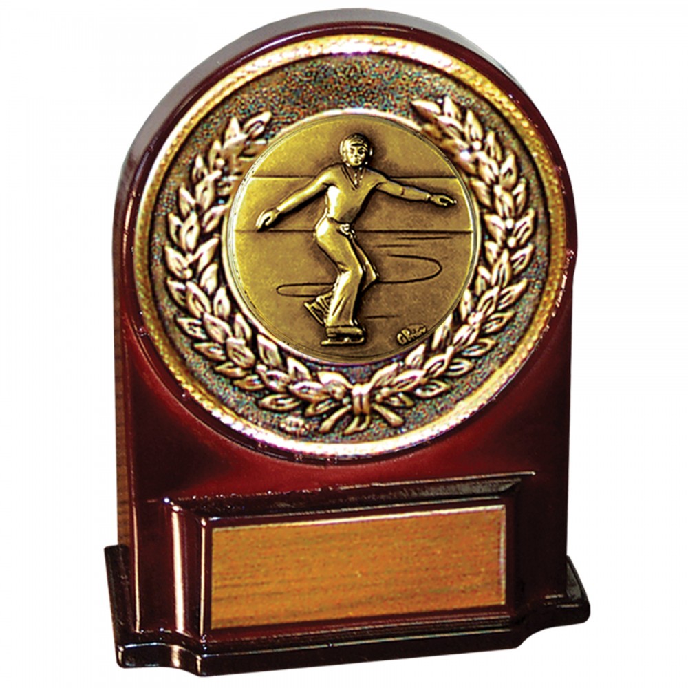 Stock 5 1/2" Medallion Award With 2" Figure Skating Male Coin and Engraving Plate Logo Printed