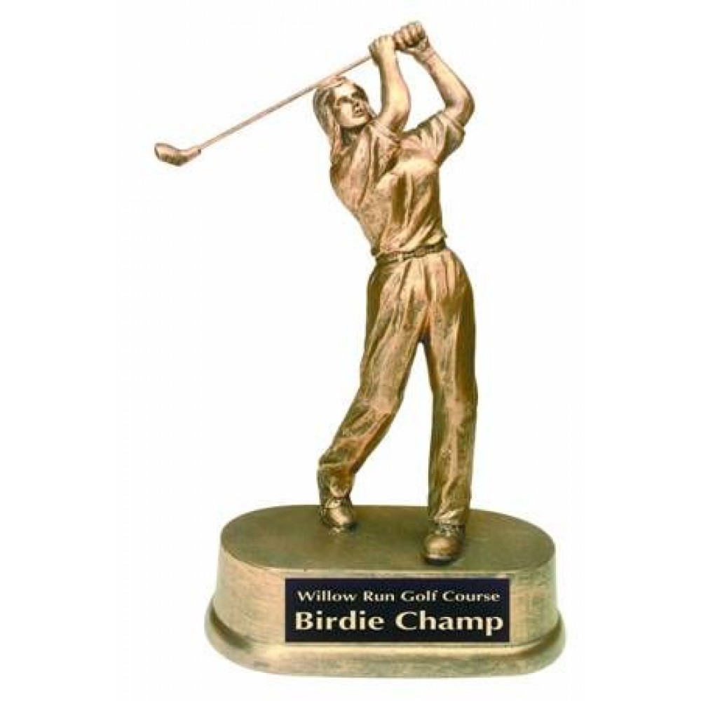 Golf, Female Antique Gold figures - 9" Custom Imprinted