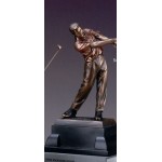 Custom Golfer Swinging Club Trophy w/Rectangle Base (8.5"x14")