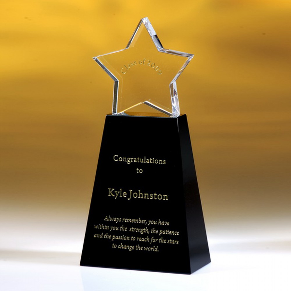 Personalized 8" Star Award w/Black Base Personalized 8" Star Award w/Black Base