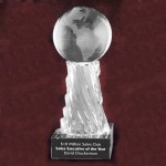 Solid Crystal Engraved Award - 8" - Imperial Globe Custom Branded