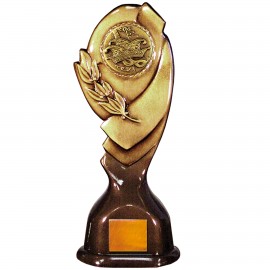 Stock Classic 12" Trophy with a 2" Carnival Coin with Engraving Plate Logo Printed