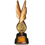 Personalized Stock Phoenix 12" Trophy with 2" Golf Male Coin and Engraving Plate