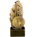Logo Branded Stock 7" Laurel Trophy With 2" Golf Female Coin and Engraving Plate