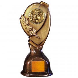 Stock Classic 10" Trophy with 2" Torch & Hand Coin and Engraving Plate Custom Imprinted