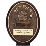 Custom Engraved 5" Antique Gold Oval Best Putt Golf Award
