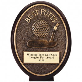 Custom Engraved 5" Antique Gold Oval Best Putt Golf Award  Custom Engraved 5" Antique Gold Oval Best Putt Golf Award