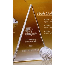 Small Peak Golf Crystal Trophy Custom Branded