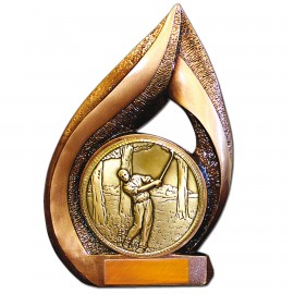 Stock Flame Trophy with 5 1/2" Event Golf II Coin 13" Custom Branded