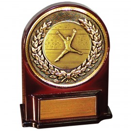 Customized Stock 5 1/2" Medallion Award With 2" Gymnastics Female Coin and Engraving Plate