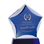Blue Star Crystal Trophy Custom Branded