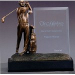 Personalized Back Swing Golfer w/Club & Glass Imprint Frame Trophy (8"x8.5")