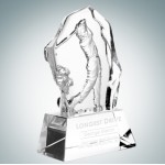 6 1/2" Male Golfer Action Optical Crystal Molten Glass Award Custom Imprinted