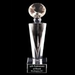 Promotional Solid Crystal Engraved Award - 7" small - Elegante Diamond
