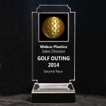 Custom Acrylic and Marble Engraved Award - 7-3/4" Full-Color Gold Golf Ball Panel