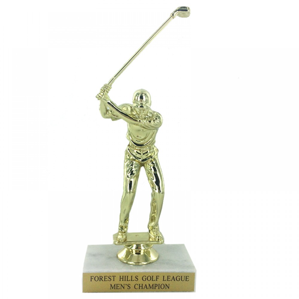 6" Male Golfer Trophy w/Marble Base Custom Branded