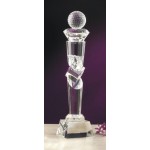 Optical Crystal Obelisk Globe Golf Award (11") Custom Branded
