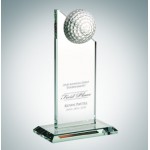 Golf Pinnacle Optical Crystal Award w/ Slant Edge Base (Medium) Custom Imprinted