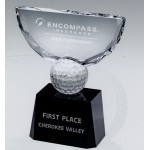 Customized Small Crowned Golf Optical Crystal Trophy