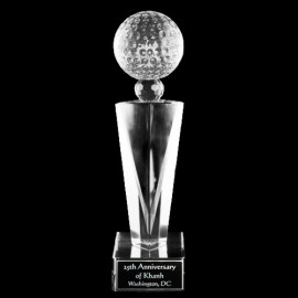 Solid Crystal Engraved Award - 12" extra large - Elegante Globe Logo Printed