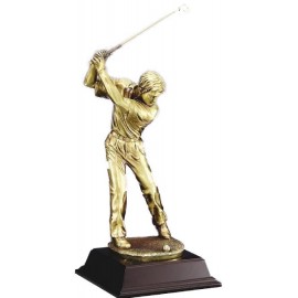 Logo Branded Golfer - Male Driver - Gold Metallic 10" Tall