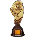 Stock Classic 12" Trophy with a 2" Arts Coin with Engraving Plate Logo Printed