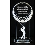 VALUE LINE! Acrylic Engraved Award - 8" Golfer and Golf Ball - Key Base Logo Printed