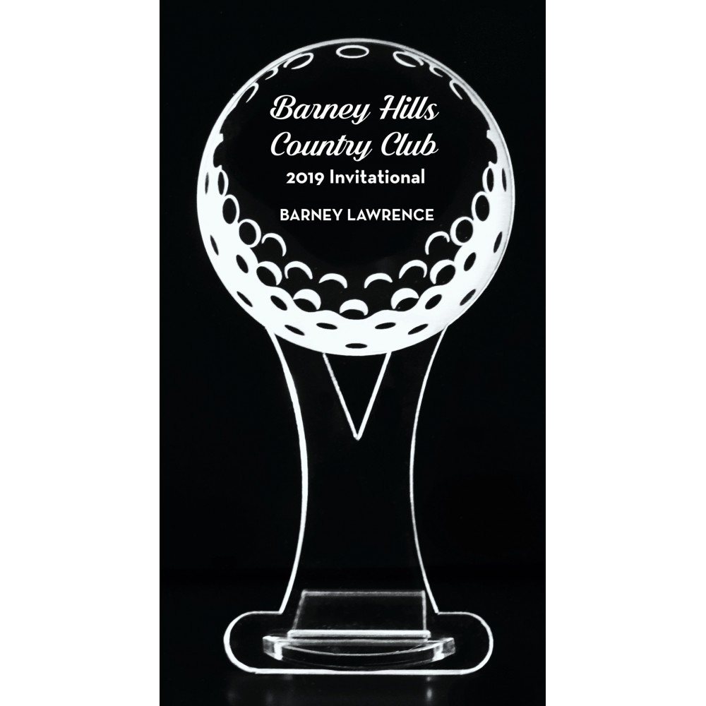 Personalized VALUE LINE! Acrylic Engraved Award - 8" Golf Ball and Tee - Key Base
