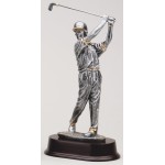 10.5" Male Golfer Resin Sculpture Award w/ Oblong Base Logo Printed