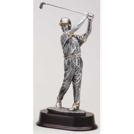 10.5" Male Golfer Resin Sculpture Award w/ Oblong Base Custom Imprinted  10.5" Male Golfer Resin Sculpture Award w/ Oblong Base Custom Imprinted