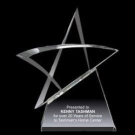 Customized Solid Crystal Engraved Award - 8 1/2" Large- Modern Star