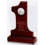 Personalized Rosewood Hole In One #1 Trophy - Logoed