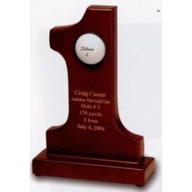 Personalized Rosewood Hole In One #1 Trophy - Logoed