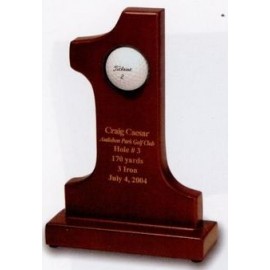 Customized Rosewood Hole In One #1 Trophy - Logoed  Customized Rosewood Hole In One #1 Trophy - Logoed