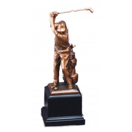 Personalized Golfer, Male Electroplated Bronze Sculptures - 11" Tall