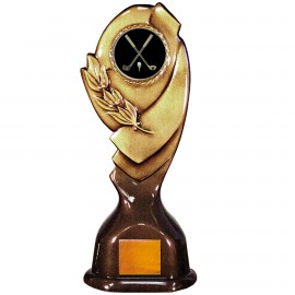 Stock Classic 12" Trophy with a 2" Golf Coin with Engraving Plate Custom Branded