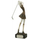 Golfer, Female Multi-color Resin Figurine - 12-3/4" Custom Imprinted