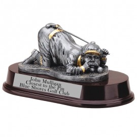 4" Antique Pewter Comedy Male Golfer Trophy Custom Branded  4" Antique Pewter Comedy Male Golfer Trophy Custom Branded