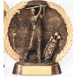 High Relief Bronze Resin Circular Plate Award (Golf/ Male) Custom Branded