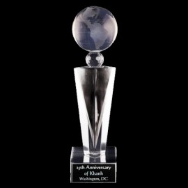 Promotional Solid Crystal Engraved Award - 12" extra large - Elegante Globe