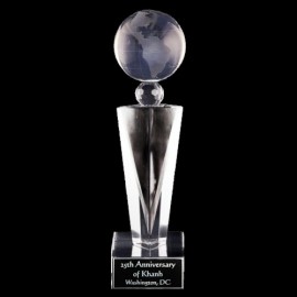 Custom Solid Crystal Engraved Award - 12" extra large - Elegante Globe